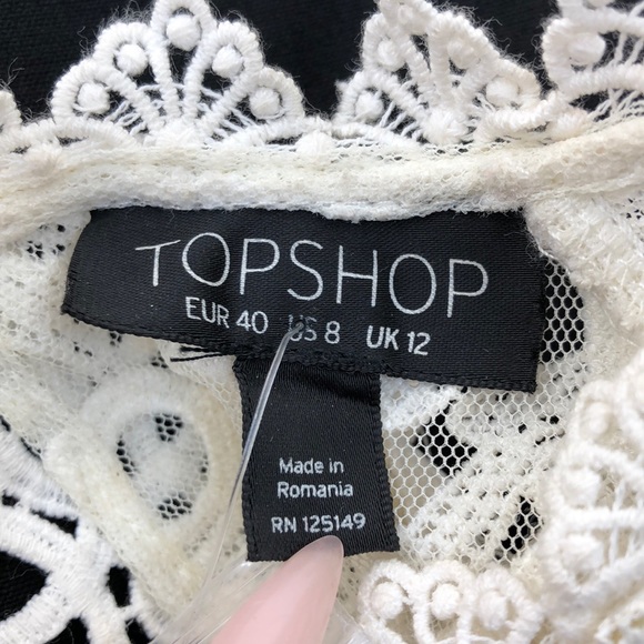 Topshop Black White Lace Top Shorts Romper NWT - Picture 7 of 10